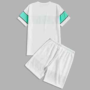 Breathable Men's Casual 2-Piece Summer <b>Set</b> Solid Print Plus Size T-Shirt 15-Inch <b>Knitted</b> Fleece Shorts for Outerwear Outerwear - Product Image 5