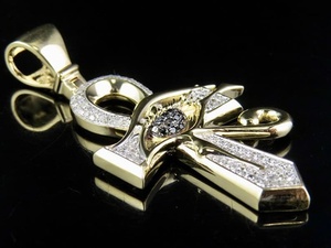 Pendentif Moissanite Œil d'Horus Ankh Croix Hip Hop Foi Chrétienne en Argent 925 Plaqué Or Luxe Diamant Dvars DDP-1016 Cadeau - Product Image 3