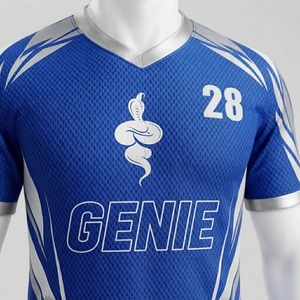 Premium-Qualität Blaues Sublimations-Fußballtrikot-Set Herren Erwachsene Atmungsaktive Polyester-Uniform Nummer 28 Team-Fußballausrüstung - Product Image 2