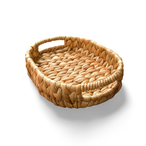 Cesta Redonda Tejida a Mano de Jacinto de Agua Natural CYRA, Organizador de Almacenamiento, Ecológico, Decorativo, Rústico, para Hogar, Cocina, Baño - Product Image 2