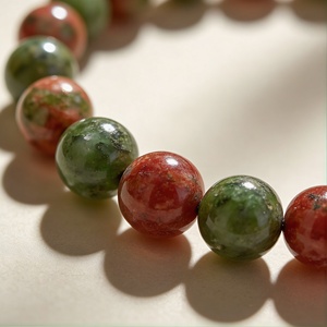 Natural Unakite 8mm Gemstone <b>Crystal</b> Beaded Stretch <b>Bracelet</b> Women's Ethnic Style Third Party Certified Wholesale Supply Brandon - Product Image 5