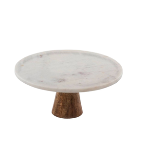 Accessoires de décoration modernes pour mariages et fêtes, support à gâteau en bois avec plateau en marbre - Product Image 2
