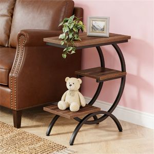 <b>C</b>-<b>Shaped</b> End <b>Table</b> Three-Layer Coffee <b>Table</b> with Storage for Small Spaces - Product Image 4