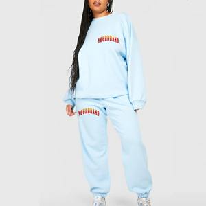 ชุดฮู้ดดี้และกางเกงลำลองสำหรับผู้หญิงไซส์พลัสระดับไฮเอนด์ สำหรับฤดูหนาว ระบายอากาศได้ดี ดีไซน์สายรัดตัดสี ผลิตจากผ้าฝ้าย 100% - Product Image 3