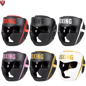 Protector de Cabeza para Boxeo, Cuero PU, Negro y Dorado, Protector Ligero para Sparring, Unisex para Adultos, Visera Única, Casco Deportivo Transpirable - Product Image 1