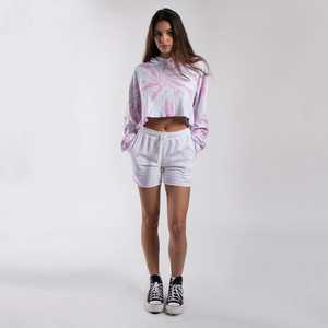 Sweat-shirt à capuche court tie-dye pour femme, à manches longues, tricoté, décontracté, pour l'automne - Product Image 5