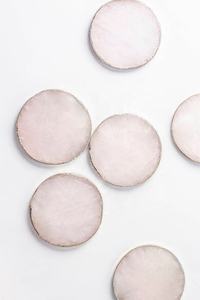 Quartz rose Argent Bord Agate Tranche Pierres Précieuses Dessous De Verre Décor À La Maison Qualité Premium Poli - Product Image 4