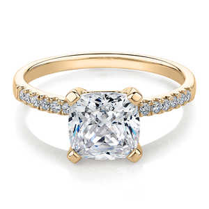 Anillo de Compromiso de Oro de 14K con Diamante Cultivado en Laboratorio, Corte Cojín, Piedras Laterales, Engaste Clásico de Garras, Bañado en Rodio, Anillo de Lujo para Propuesta Nupcial - Product Image 5