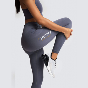 HUSKY Women's Ribbed Sports <b>Bra</b> Leggings Set <b>Blue</b> Seamless Fitness Wear Breathable Racerback Scoop Neck High Support - Product Image 5