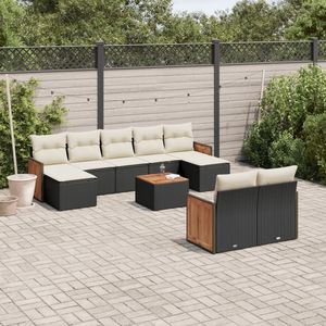 Conjunto de Sofás Modulares Grandes de Ratán Sintético Negro para Jardín, Muebles Modulares Elegantes para Exteriores - Product Image 1