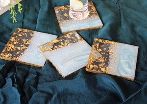 Resin Coaster Set Elegant Drink Mats Durable Surface <b>Protectors</b> Stylish Dining <b>Table</b> - Product Image 5
