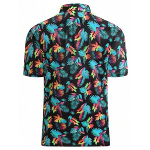Men's Short Sleeve Tropical Print Shirt With <b>Stand</b> Collar Regular Fit Casual Wear - Product Image 1