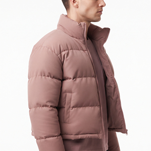 Men's Winter Padded <b>Jacket</b> <b>Cropped</b> Thick Quilted <b>Puffer</b> Coat High Collar Warm Casual Streetwear Outerwear Custom Fashion Design - Product Image 3