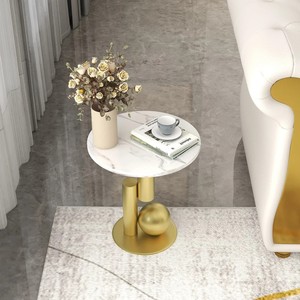 LINEA MODERN HANDMADE <b>GOLD</b> IRON MARBLE T MODERN <b>SIDE</b> <b>TABLE</b> <b>GOLD</b> FINISH <b>TABLE</b> LIVING ROOM FOR LIVING AND DINING ROOM - Product Image 3