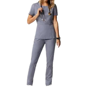 Modern Women's Nurse <b>Scrubs</b> Set Featuring Spandex Sleeveless Top Elastic Waist Wide Leg Pants Side Pockets Hospital Use - Product Image 2