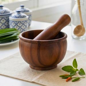 Wooden Mortar And Pestle Set Handcrafted <b>For</b> <b>Herb</b> Spice Grinding Durable Manual Tool Wholesale wooden mortar Manual grinding - Product Image 1