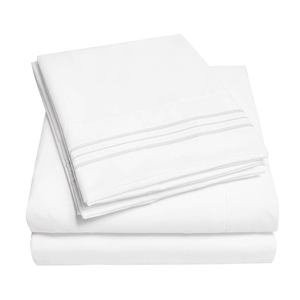 4 Piece King Sheet <b>Set</b> Super Soft Breathable Cooling Bed Sheets Plain Hotel Luxury Flat Fitted Sheet <b>Sets</b> - Product Image 2