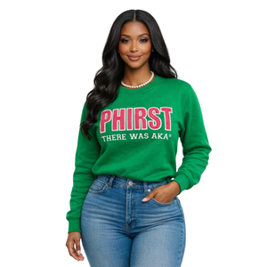 เสื้อสเวตเชิ้ตสีเขียว PHIRST สำหรับผู้หญิง แขนยาว คอกลม ผ้าฟลีซ สวมใส่สบาย สีชมพู ตัวอักษรแฟชั่น เสื้อผ้าลำลอง - Product Image 1