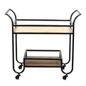 Modern Oval Bar Cart 2-Tier Wood <b>Serving</b> <b>Trolley</b> Black Metal Frame Rolling Drink Cart Luxury Wine Station Home Bar Furniture - Product Image 6