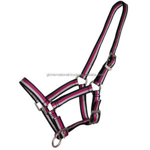 Beautiful Nylon Stripe Plus Halters Made in India Two Tone Nylon Horse Racing Halter with <b>Lead</b> <b>Rope</b> Custom Sizes Bulk Order - Product Image 4