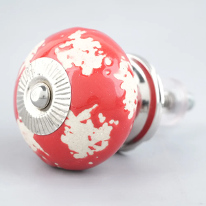 Wholesale round Ceramic Dresser Drawer Knobs Red Etched Cabinet Door Handles & <b>Cupboard</b> Pulls CK-1311 Decorative Furniture knobs - Product Image 1