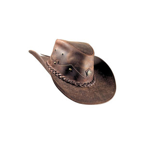 Leather Cowboy <b>Hat</b> Brown Wide Brim Braided <b>Band</b> Western Style - Product Image 1
