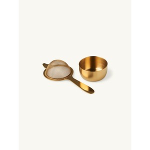 Colador de Té de Metal Dorado de la Más Alta Calidad con Asas Florales, Malla Fina para Té de Hojas Sueltas, Utensilio de Cocina - Product Image 2
