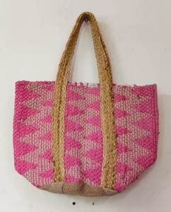 Sac fourre-tout en jute et coton tressé fait main, réutilisable, écologique, pour la plage et les courses, avec option de logo personnalisé pour femmes - Product Image 2