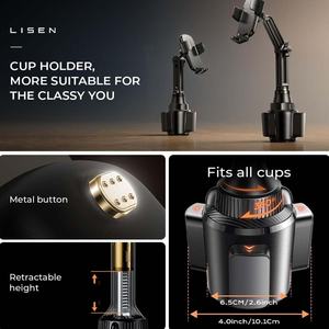LISEN 2025新しいカップホルダー電話マウント調整可能車トラック携帯電話ホルダーアクセサリーiPhone Samsung Google All Phonesに対応 - Product Image 4
