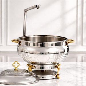 Luxury Stainless Steel Soup Chafing Dish with Hanging Lid Stand Gold Finish Hotel <b>Buffet</b> <b>Server</b> - Product Image 2