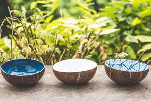 Bol en noix de coco artisanal avec incrustation de corne, laqué écologique, couleur personnalisée, bol décoratif cadeau - Product Image 4