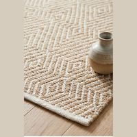 Handgewebter Maschinell Gefertigter Baumwoll-Teppich Beige Geometrisches Rautenmuster Moderner Boho Anpassbarer Bodenteppich Wohnzimmer