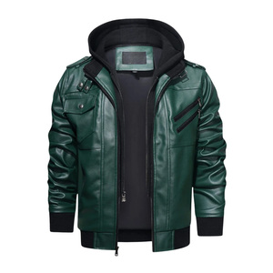 Veste en cuir premium pour homme avec col à capuche, vêtement de mode pour l'hiver, logo et taille personnalisés, prix abordable - Product Image 3