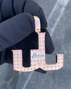 Colgante de Letra Iced Out de Moissanita y Diamante, con Corte Baguette, de Plata 925, Personalizado para Cadena de Eslabones Cubanos - Product Image 2