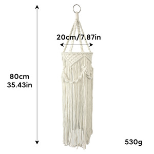 Bohemian Macrame Cotton Eco-friendly <b>Lampshade</b> Hanging Pendant Light Cover Tassels Geometric Design for Indoor Living Room Decor - Product Image 2