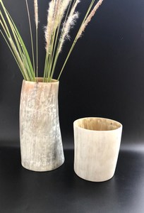 Porte-plantes artisanal en corne de buffle, récipient décoratif rustique rond pour la décoration de la maison, artisanat naturel écologique - Product Image 2