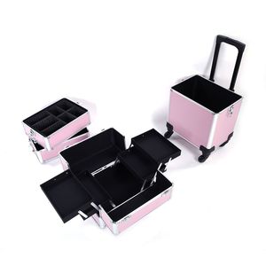 Valigetta 4 in 1 per Trucco e Tatuaggi in Alluminio, Resistente all'Acqua, con Manico per Viaggi, Regalo Promozionale, Capacità Media, Rosa - Product Image 6