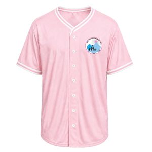 Maillot de baseball personnalisé rose clair pour femme avec patch brodé, manches courtes, boutons sur le devant, col en V, bordure blanche, vêtements de sport décontractés - Product Image 1
