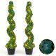 Set of 2 Pre-Lit Artificial Boxwood Topiary <b>Trees</b> 100 <b>LED</b> Lights Included - Product Image 3