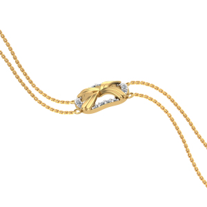 Bracelet de luxe en or à double chaîne pour femmes |   Bracelet de mode géométrique en forme de cercle avec diamants CZ - Product Image 3