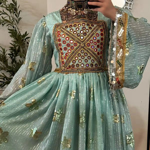 Vestido Cultural Afgano Azul Rey con Bordado Floral Detallado y Adornos Tradicionales de Monedas - Product Image 1