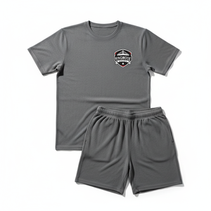 Ensemble T-shirt et short décontracté d'été pour homme, en coton éponge 100 % écologique, coupe classique, avec logo personnalisé, couleurs et tailles au choix - Product Image 1