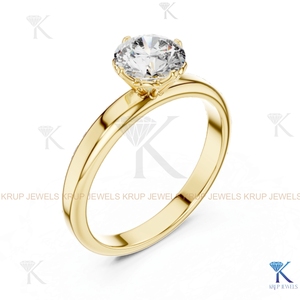 Anillo de compromiso solitario con diamante cultivado en laboratorio, corte redondo, E VVS2, certificado IGI, en oro macizo con engaste de corona, estilo filigrana vintage. - Product Image 2