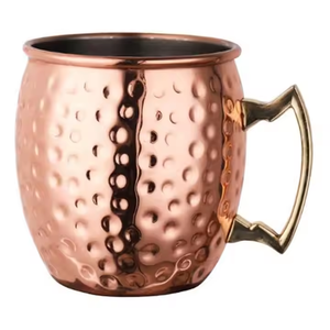 Mug à Moscow Mule en cuivre martelé avec poignée en laiton, tasse à boisson en cuivre pur pour cocktails, mocktails, boissons fraîches, idéal pour offrir - Product Image 5