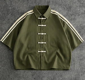 เสื้อเชิ้ตแขนสั้นผู้ชายแบบลำลอง ปกคอพับ เสื้อเชิ้ตฤดูร้อน - Product Image 1