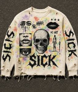 Sudadera con Capucha para Hombre con Estampado de Calavera Gótica, Corte Regular, 100% Algodón, Transpirable, Fabricante de Sudaderas con Capucha - Product Image 1