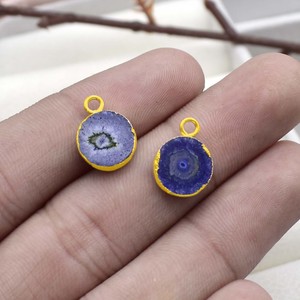 จี้หินควอตซ์สีฟ้าขอบชุบทอง สำหรับทำเครื่องประดับสไตล์โบโฮชิค - Product Image 3
