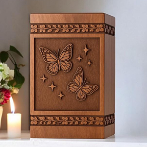 Butterfly Engraved Rosewood Cremation Urn: Personalized Memorial Urn Memorial Keepsake by AYAANS - Product Image 5