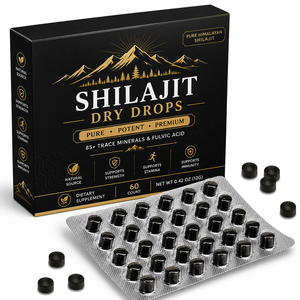 OEM ODm Himalayan Shilajit <b>Tablets</b> 200 mg Pure Shilajit Resin Dry Drops Rich in Fulvic & Minerals <b>for</b> Energy & Stamina Support - Product Image 1