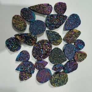 Natural <b>Titanium</b> Druzy Cabochon 25mm Rough Healing Wholesale Bulk Loose Gemstone Chakra Spiritual Reiki KHUSHI GEMS STONE Color - Product Image 4